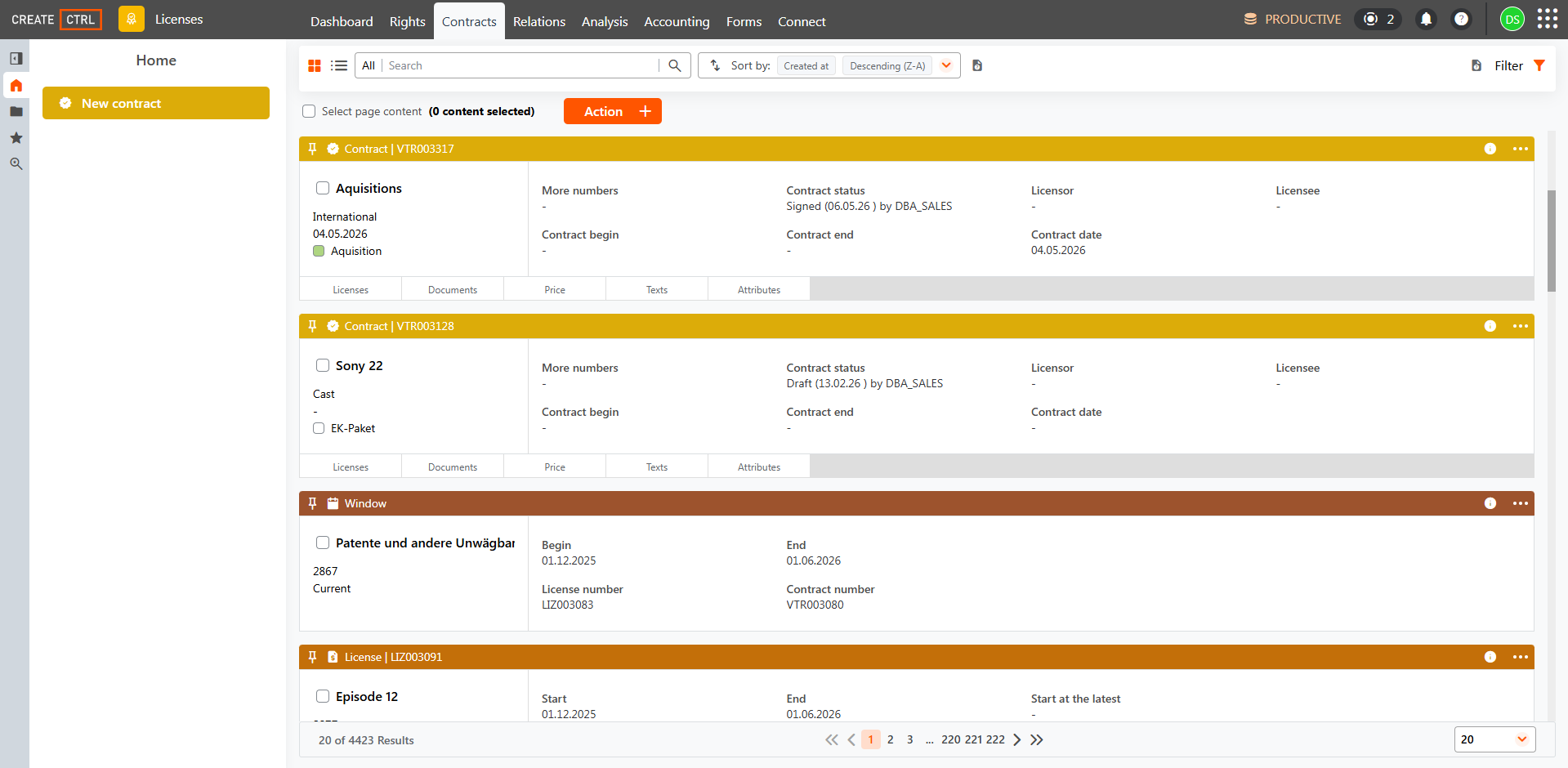 License contract capture